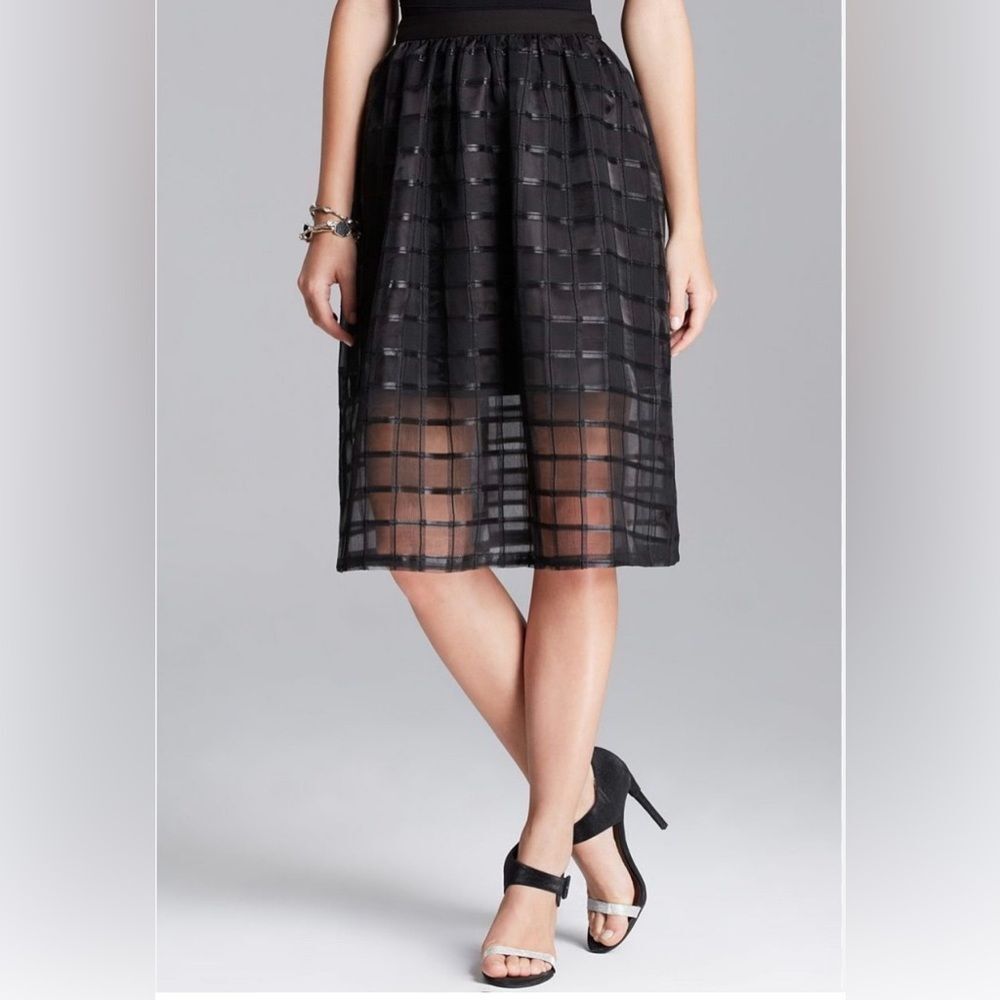 Lucy Paris Organza Tulle Black A-line Midi Skirt